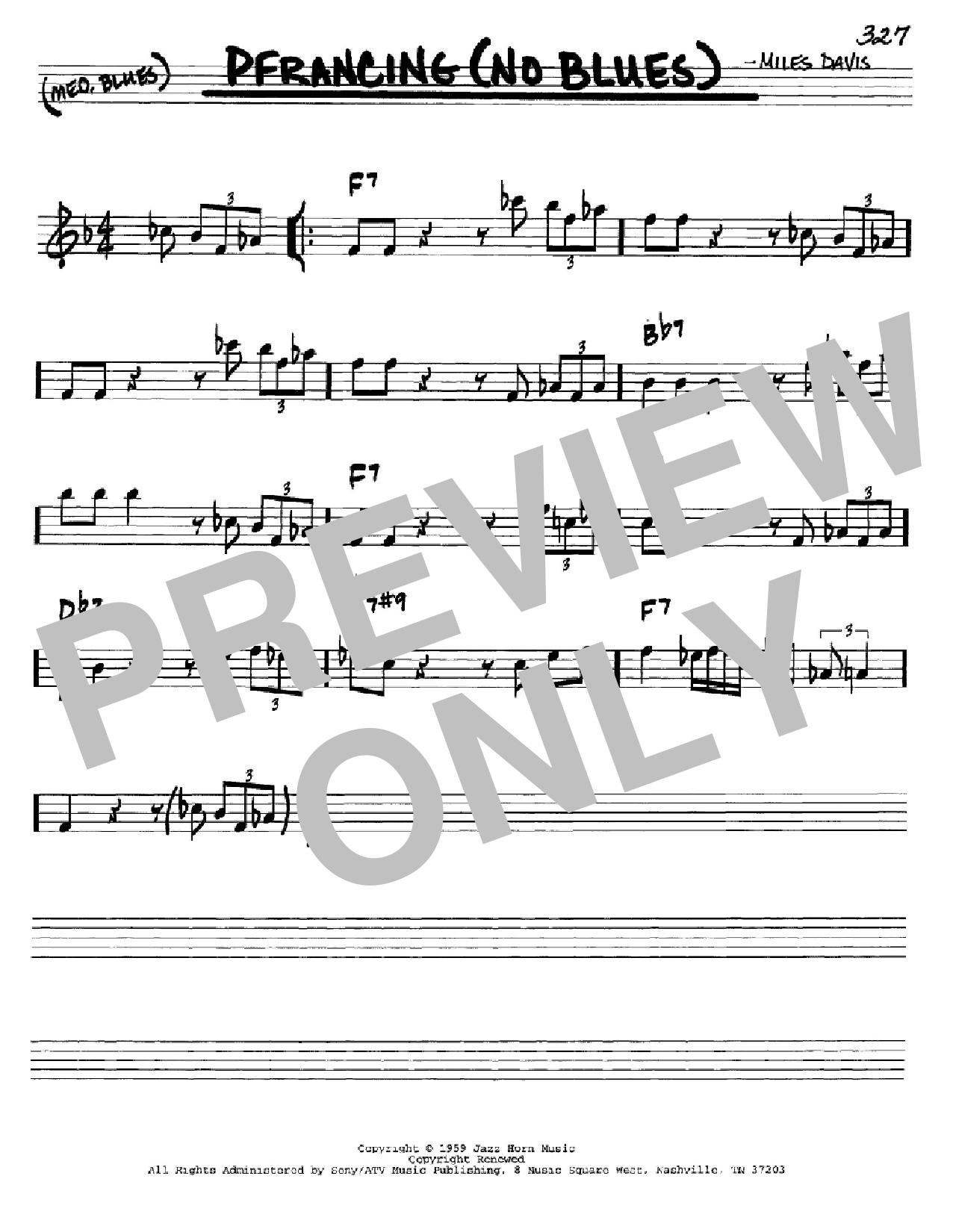 Download Miles Davis Pfrancing (No Blues) Sheet Music