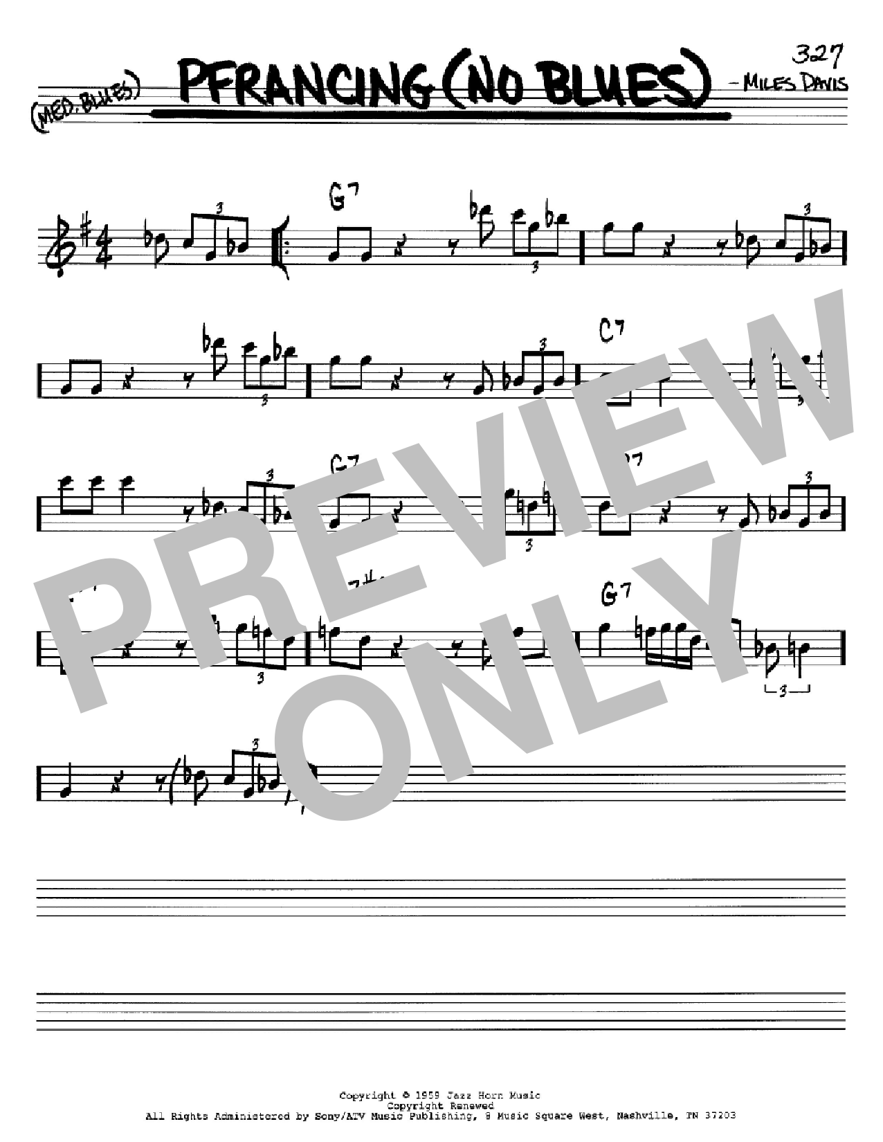 Download Miles Davis Pfrancing (No Blues) Sheet Music