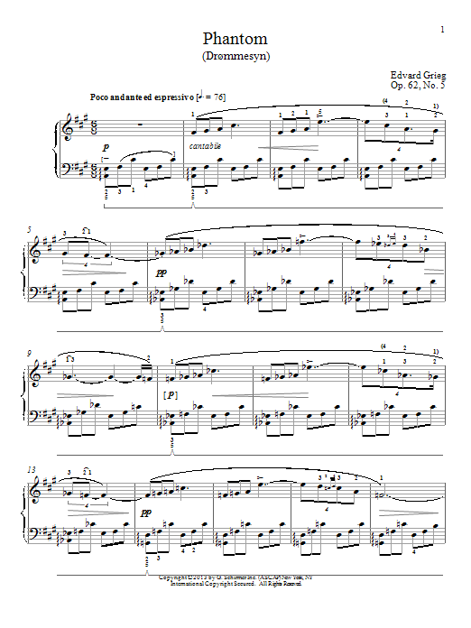 Download William Westney Phantom (Drommesyn), Op. 62, No. 5 Sheet Music