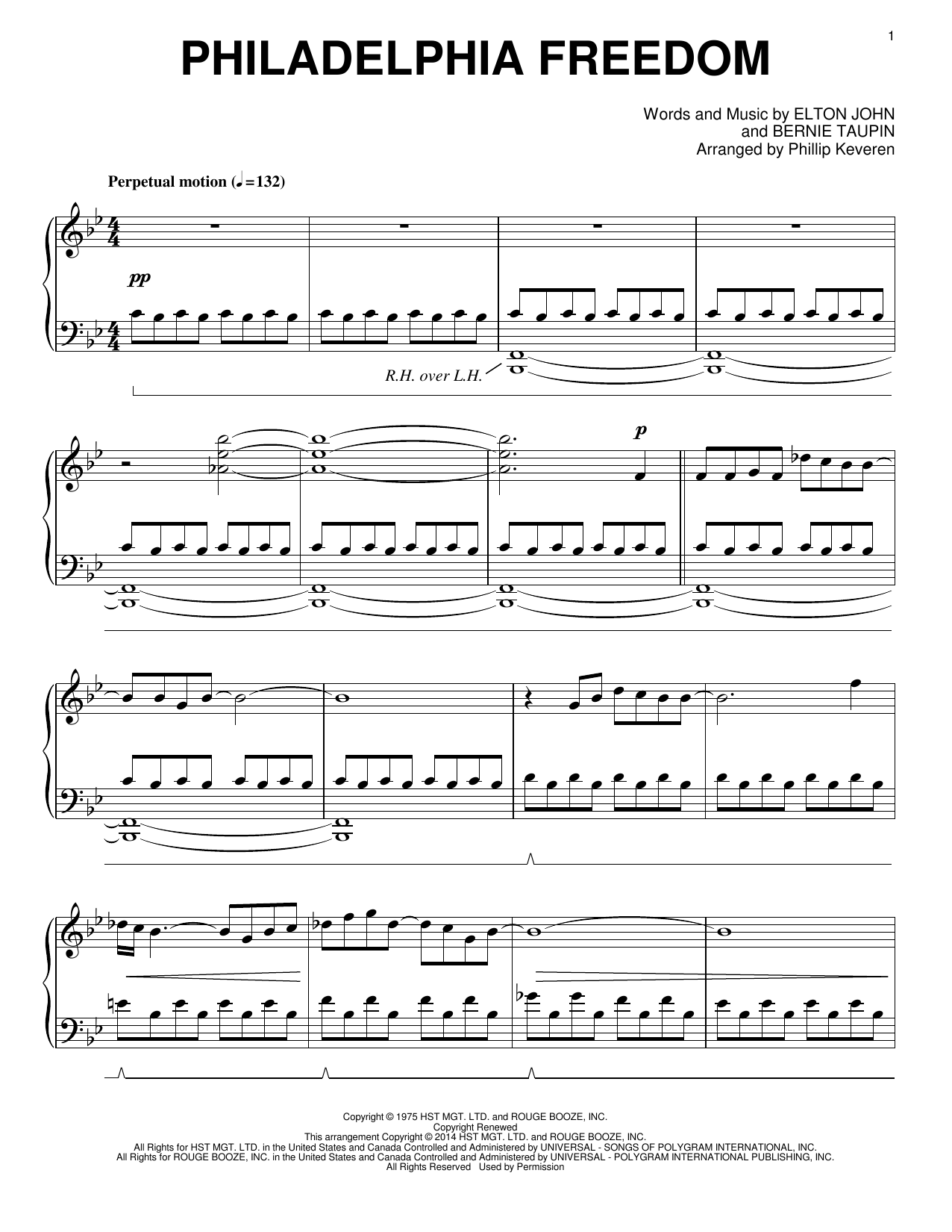 Download Elton John Philadelphia Freedom [Classical version Sheet Music