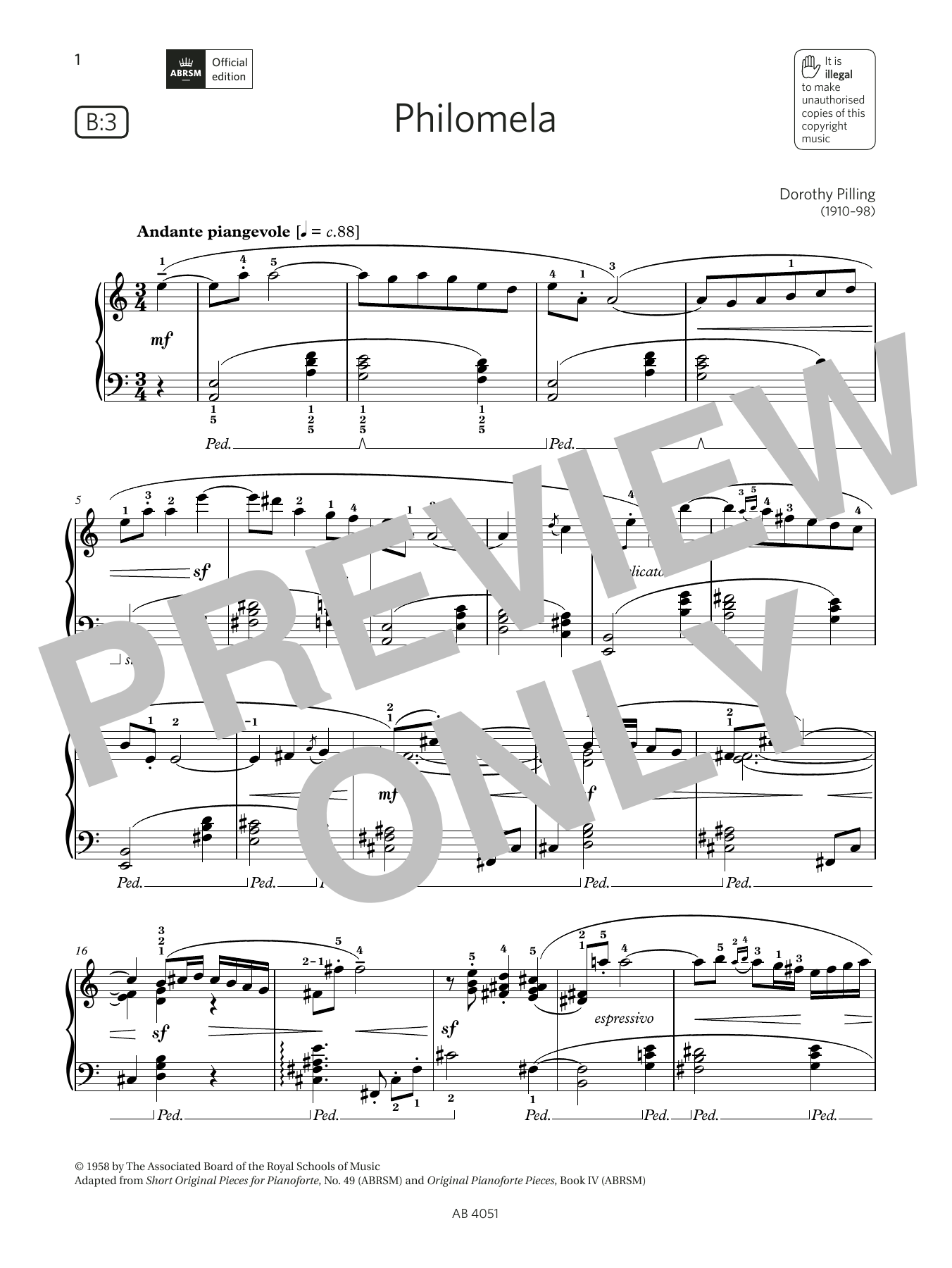 Download Dorothy Pilling Philomela (Grade 5, list B3, from the A Sheet Music