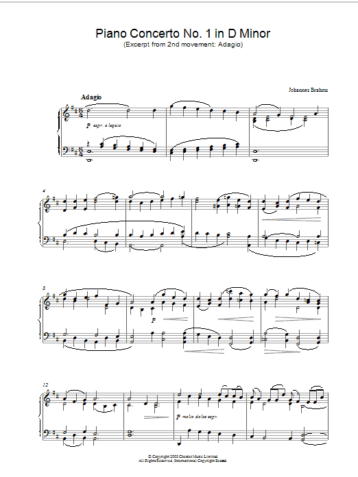 Download Johannes Brahms Piano Concerto No. 1 in D Minor (Excerp Sheet Music
