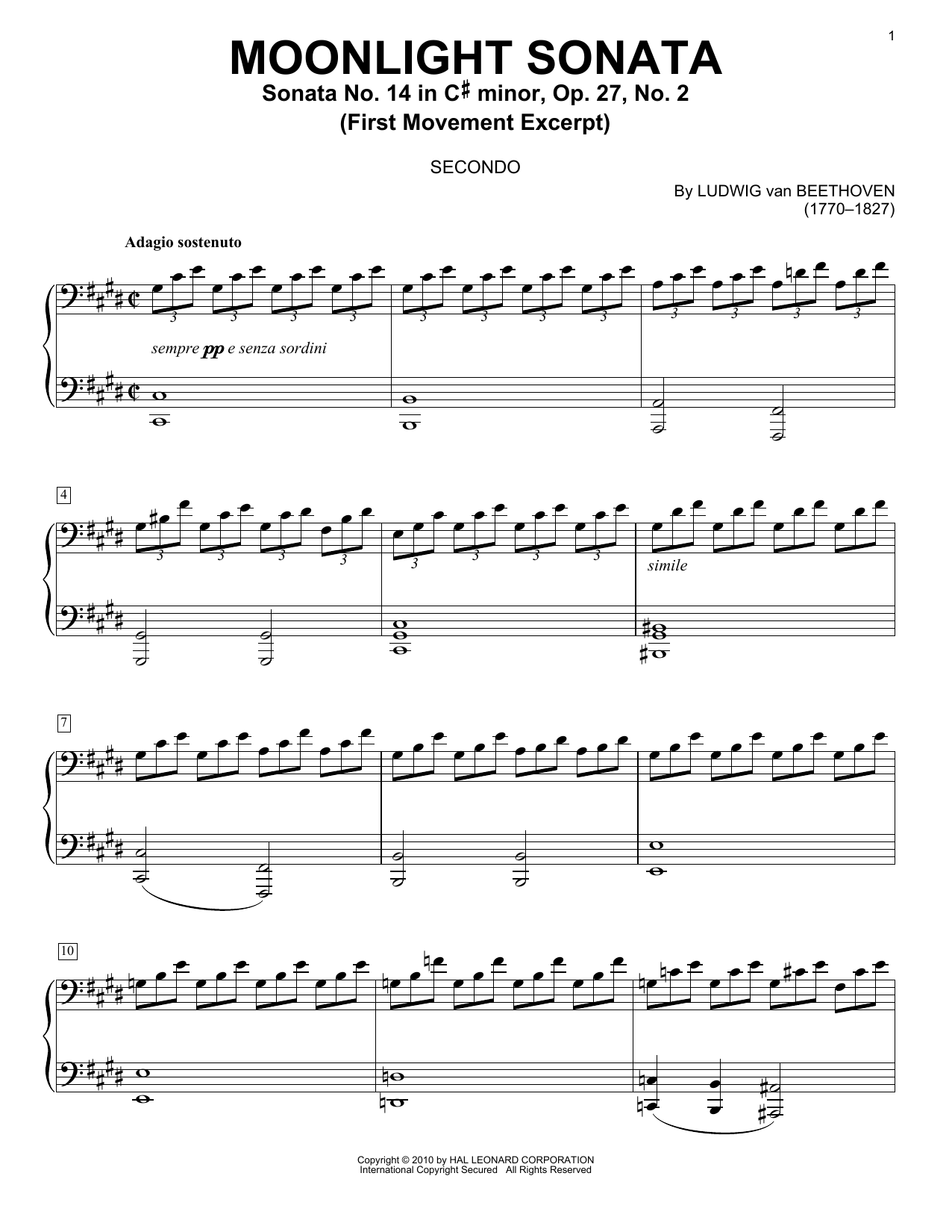 Download Ludwig van Beethoven Piano Sonata No. 14 In C# Minor (