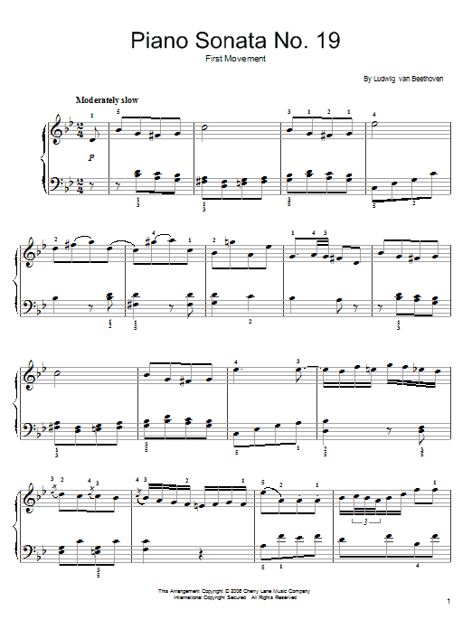 Download Ludwig van Beethoven Piano Sonata No. 19, 1st Movement Sheet Music