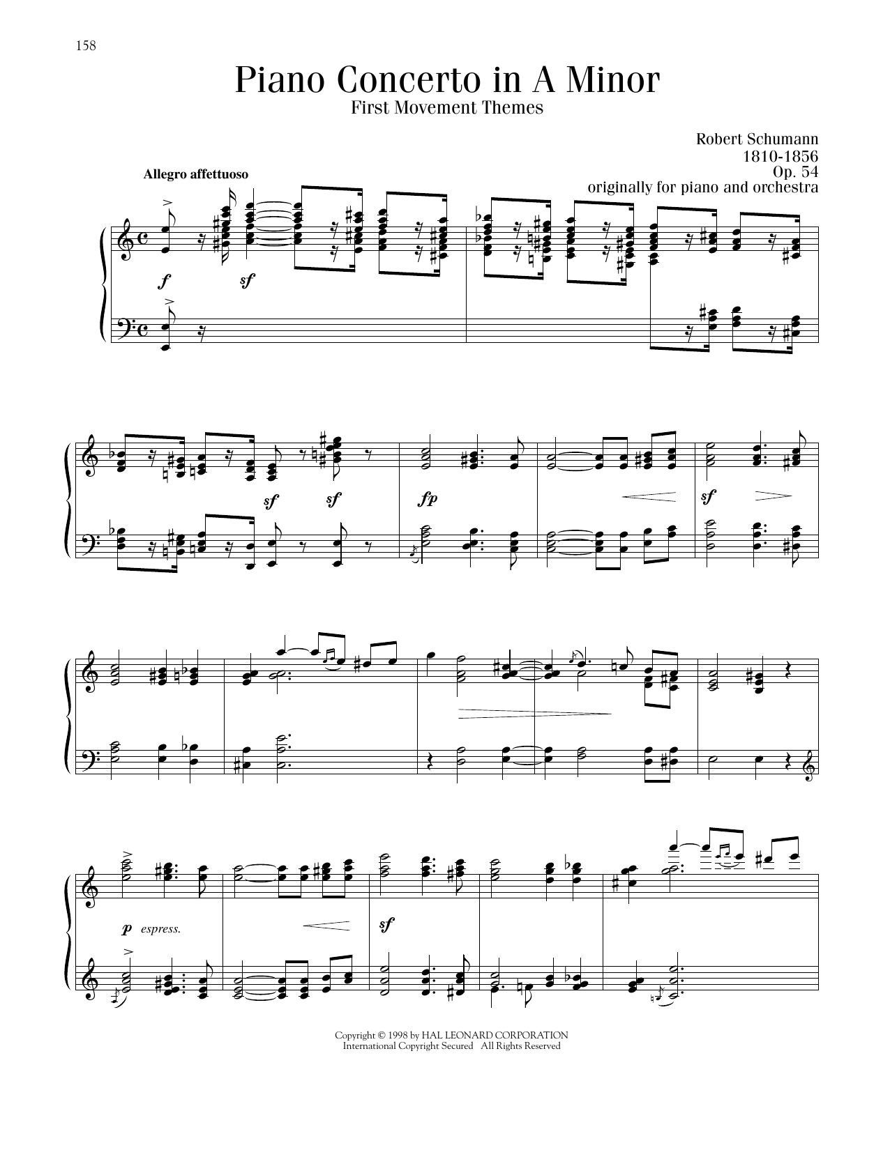 Download Robert Schumann Piano Concerto in A Minor, First Moveme Sheet Music