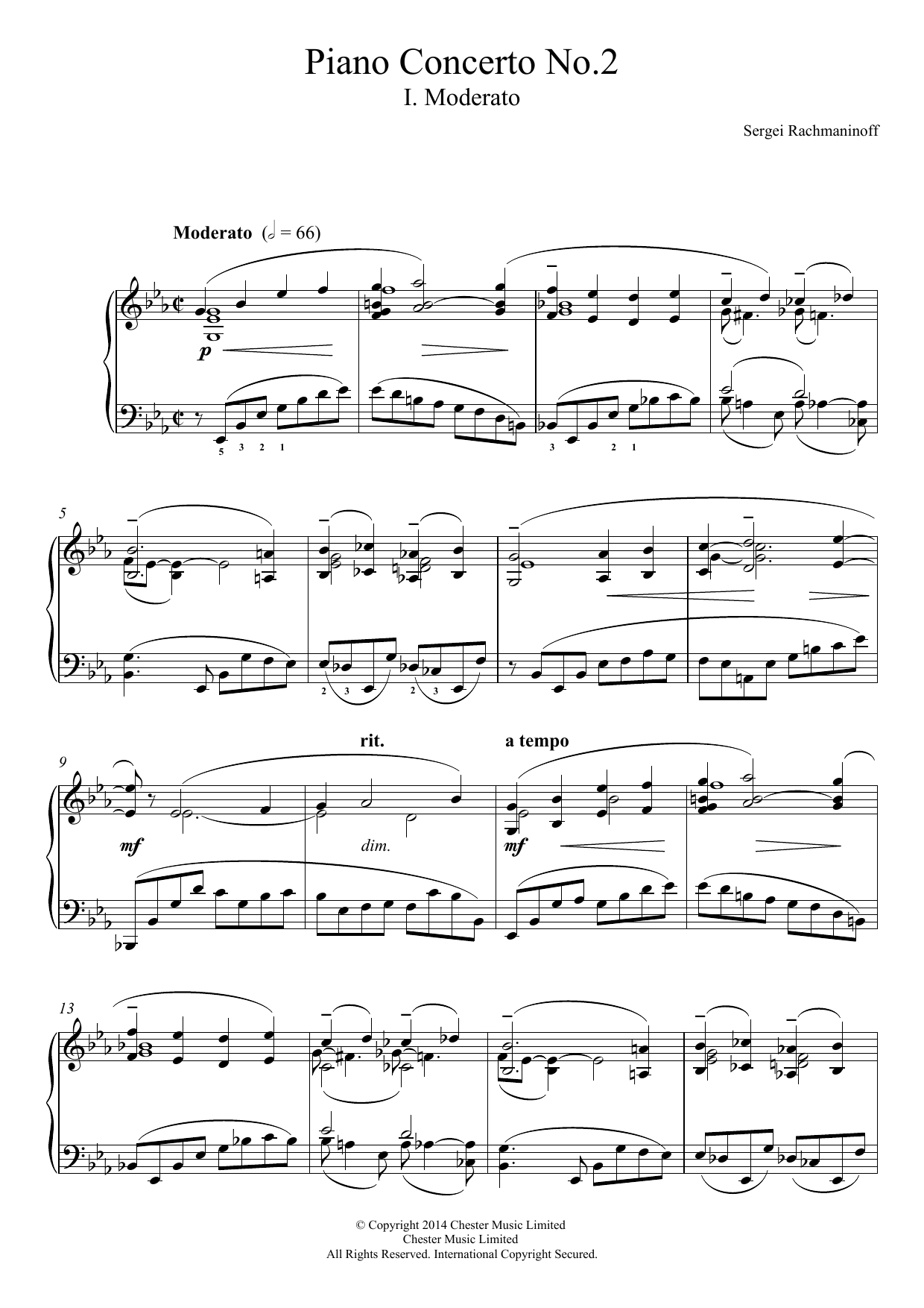 Download Sergei Rachmaninoff Piano Concerto No.2 - 1st Movement Sheet Music