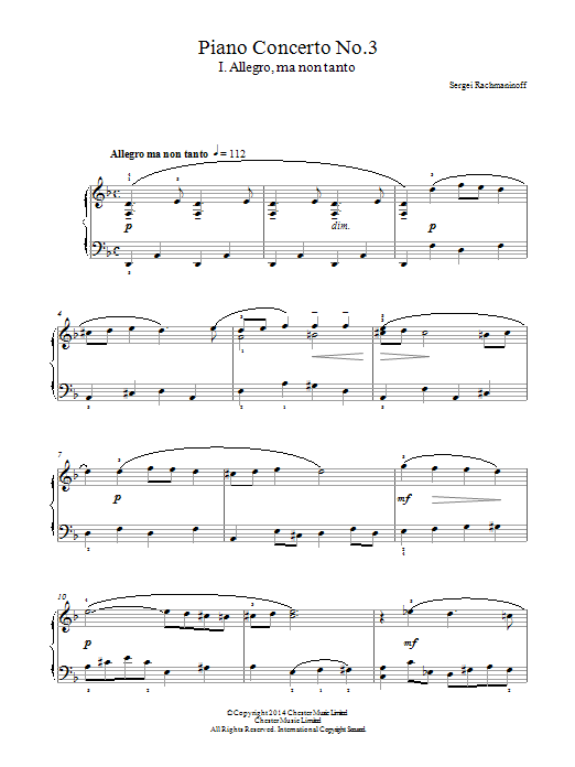 Download Sergei Rachmaninoff Piano Concerto No.3 - 1st Movement Sheet Music
