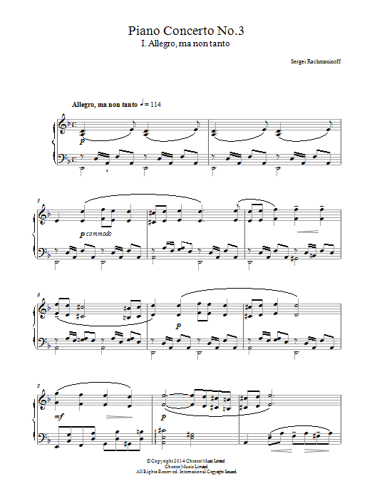 Download Sergei Rachmaninoff Piano Concerto No.3 - 1st Movement Sheet Music