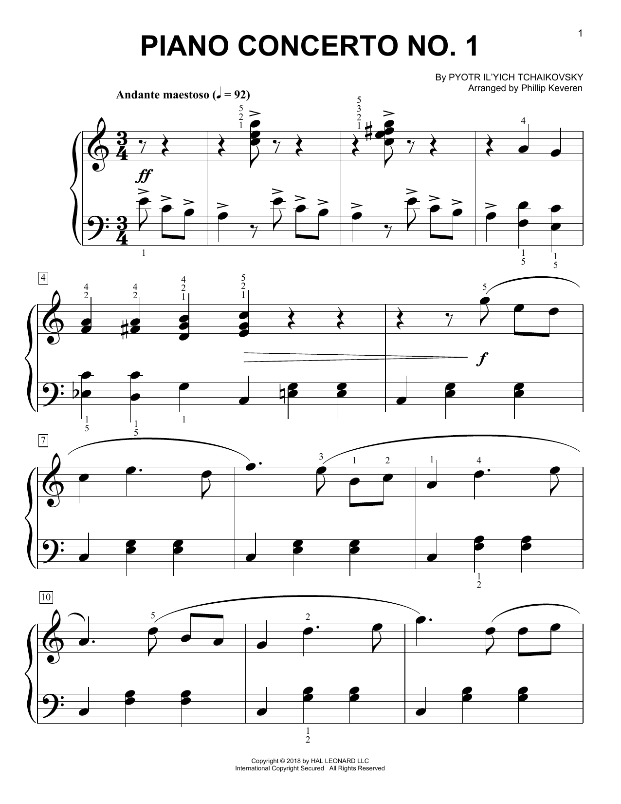 Download Phillip Keveren Piano Concerto No. 1 In B-Flat Major, O Sheet Music