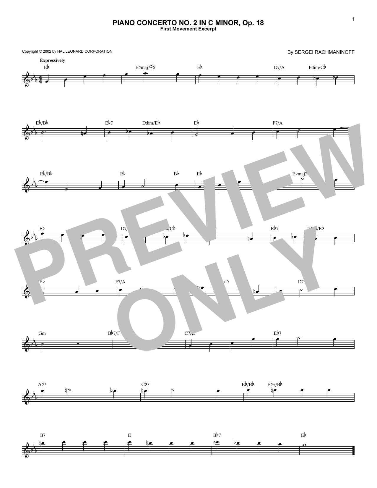 Sergei Rachmaninoff Piano Concerto No. 2 In C Minor, Op. 18 sheet music notes printable PDF score