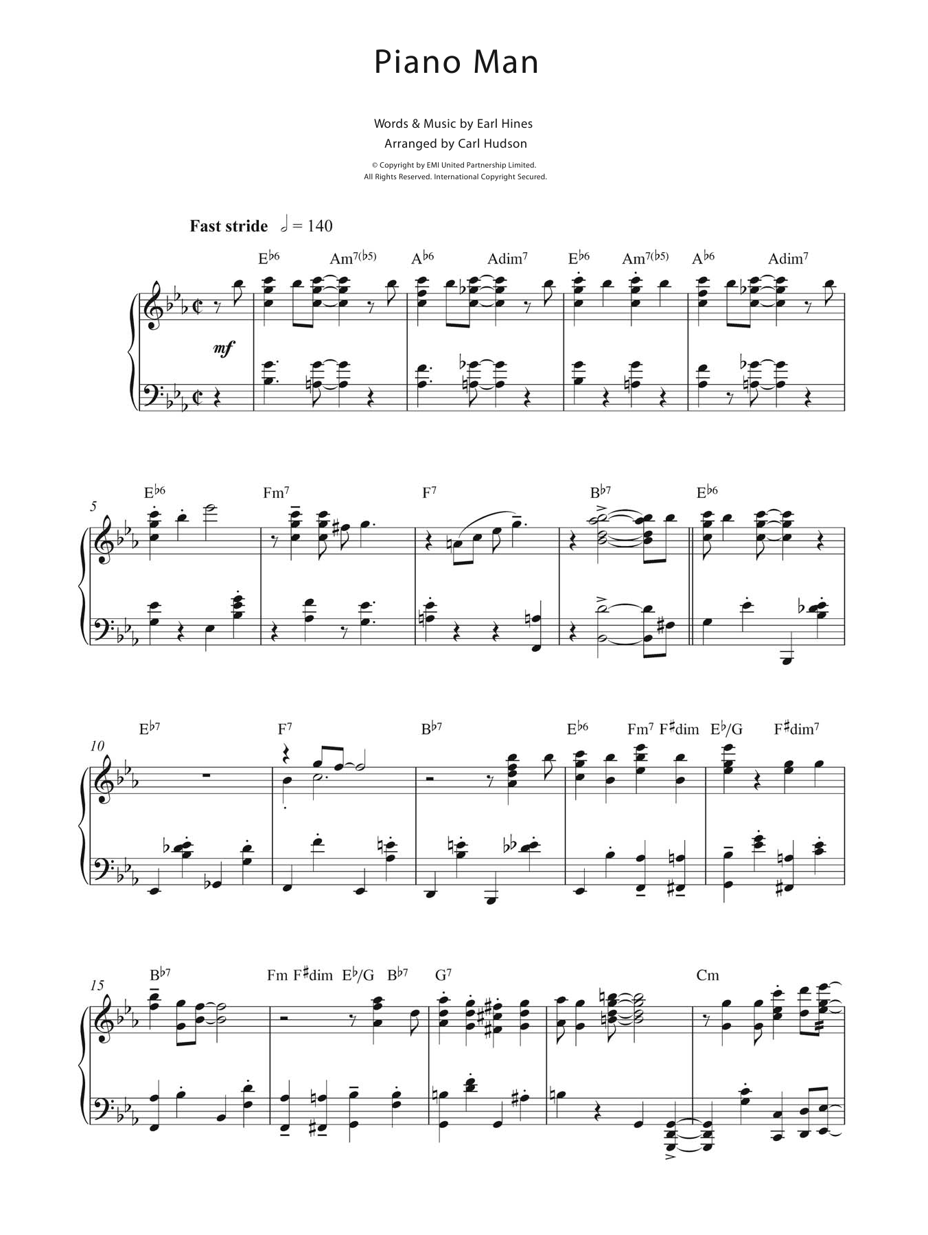 Download Earl Hines Piano Man Sheet Music