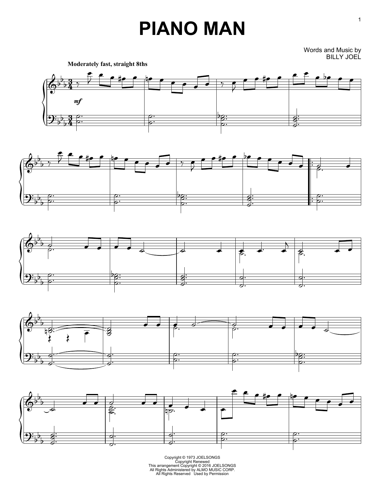 Download Billy Joel Piano Man [Jazz version] Sheet Music