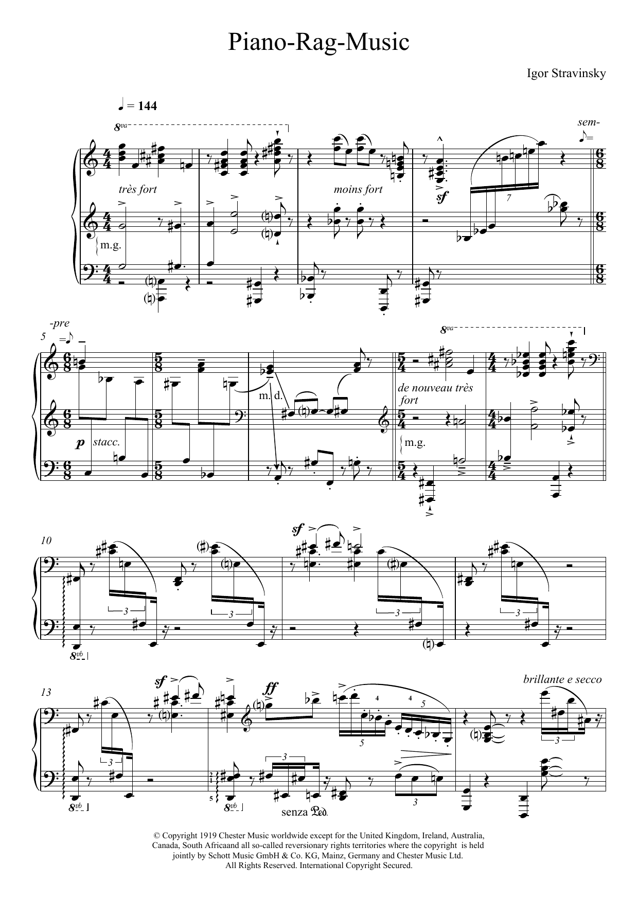 Download Igor Stravinsky Piano Rag Music Sheet Music