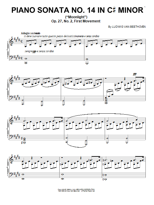 Download Ludwig van Beethoven Piano Sonata In C# Minor, Op. 27, No. 2 Sheet Music