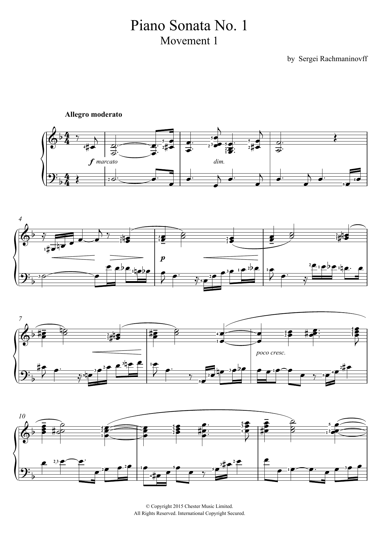 Download Sergei Rachmaninoff Piano Sonata No.1 (1st Movement) Sheet Music