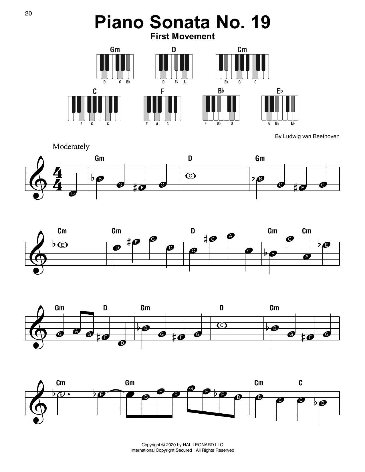 Download Ludwig van Beethoven Piano Sonata No. 19, First Movement Sheet Music