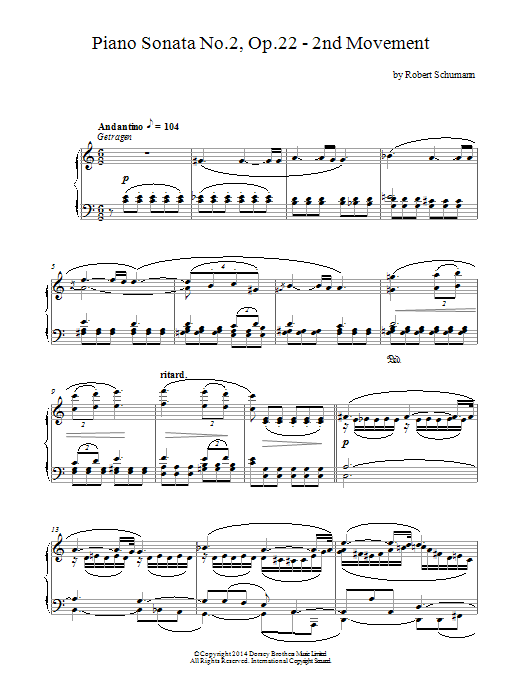 Download Robert Schumann Piano Sonata No.2, Op.22 - 2nd Movement Sheet Music