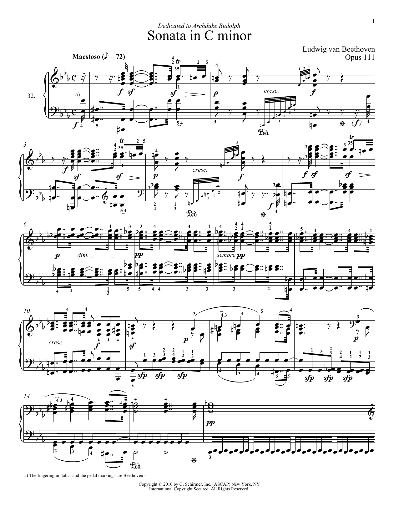 Download Ludwig van Beethoven Piano Sonata No. 32 In C minor, Op. 111 Sheet Music