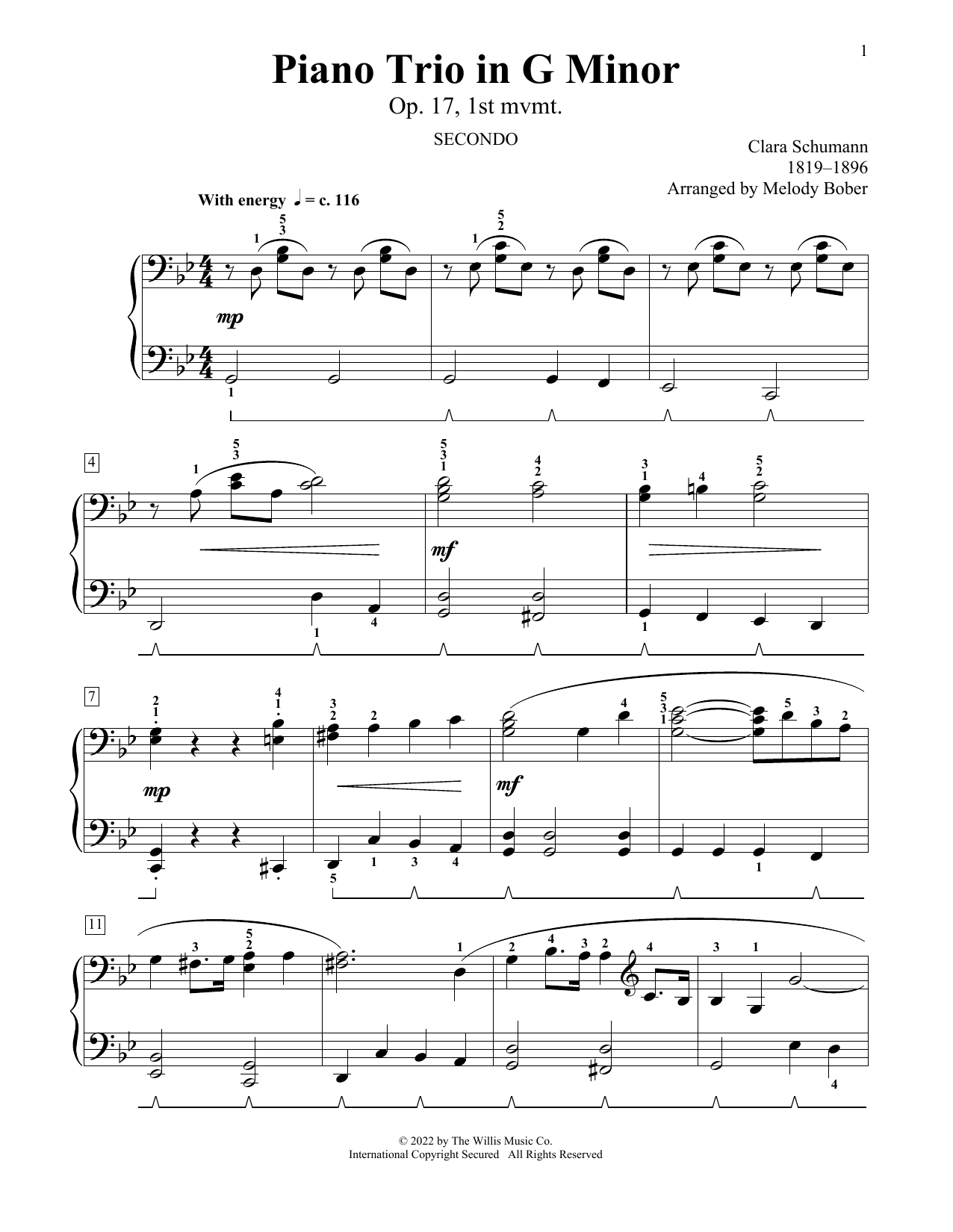 Download Clara Schumann Piano Trio In G Minor, Op. 17, 1st Mvmt Sheet Music