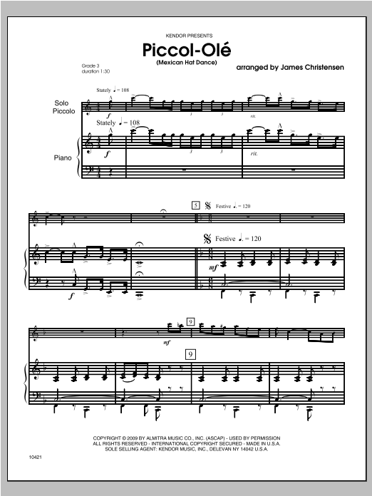 Download Christensen Piccol-Ole (Mexican Hat Dance) - Piano/ Sheet Music