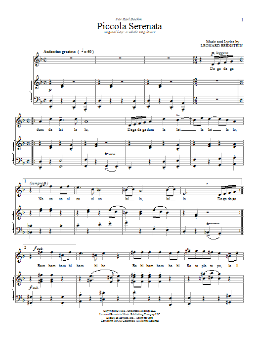 Download Leonard Bernstein Piccola Serenata Sheet Music