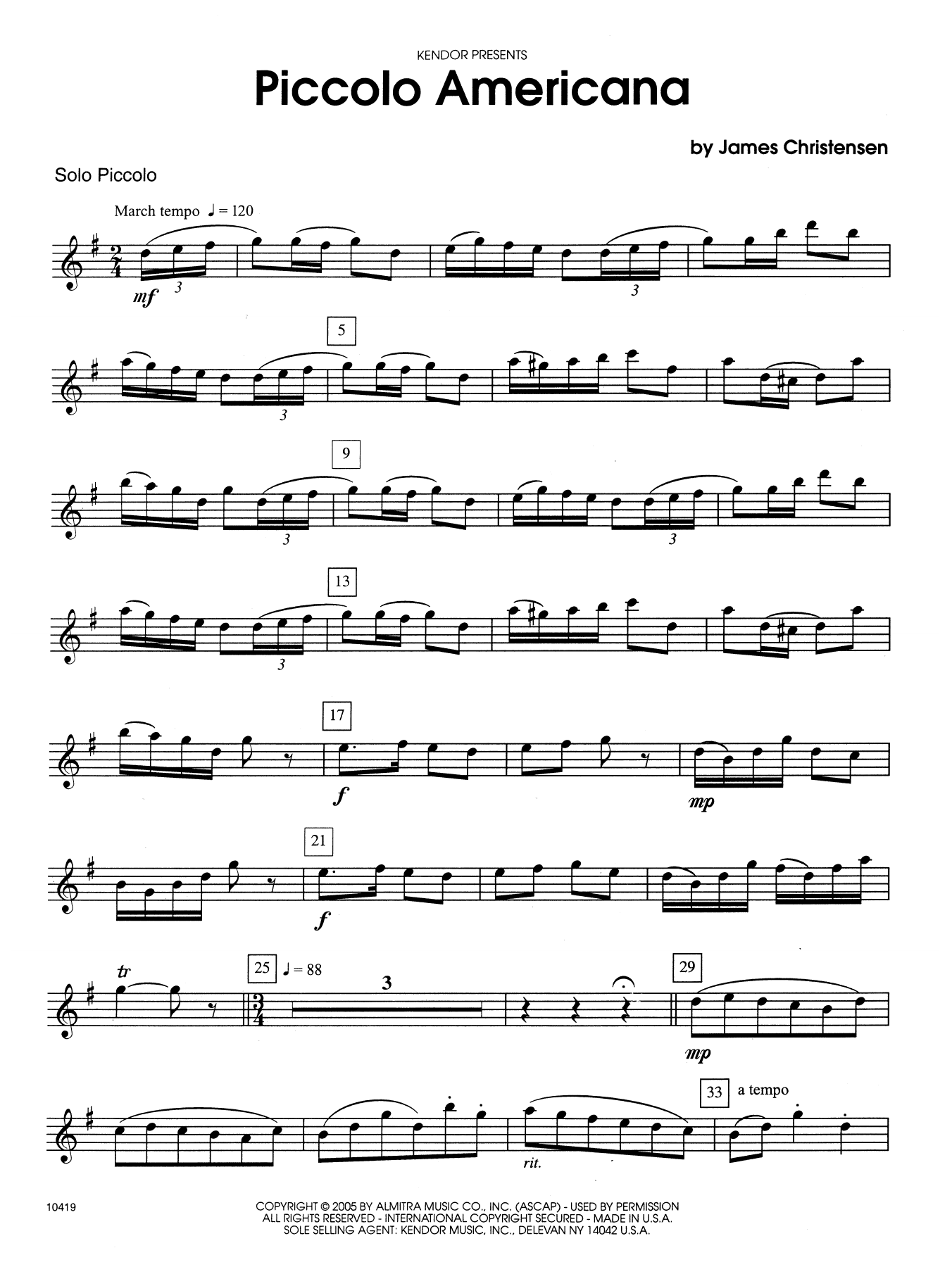 Download James Christensen Piccolo Americana - Flute/Piccolo Sheet Music
