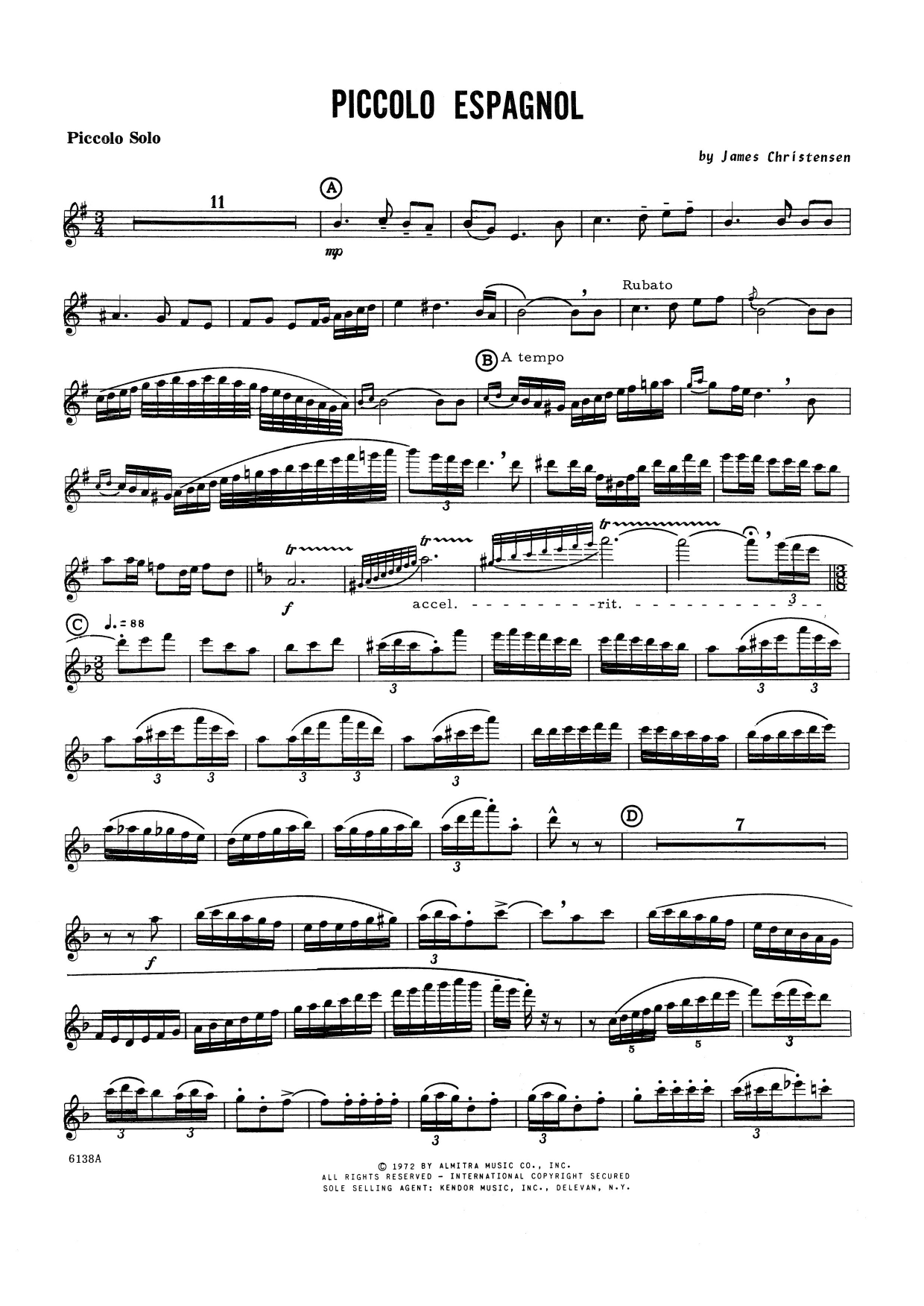 Download James Christensen Piccolo Espagnol - Piano Sheet Music