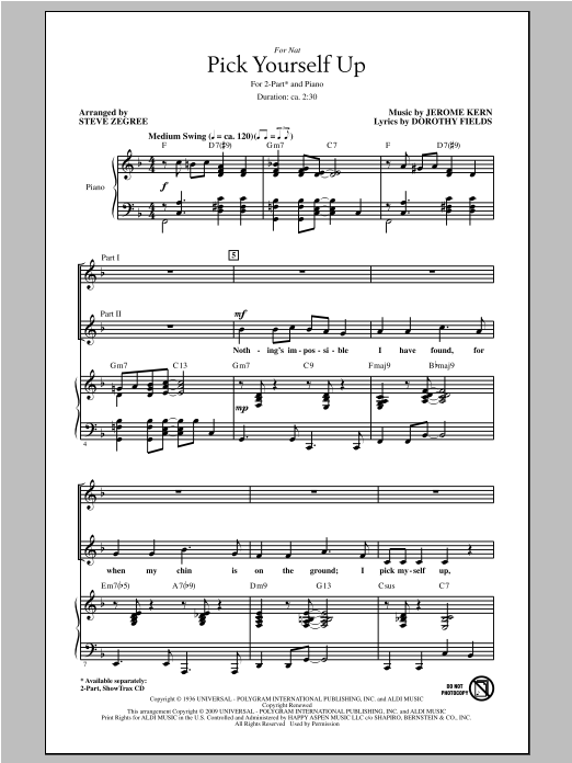 Download Steve Zegree Pick Yourself Up Sheet Music