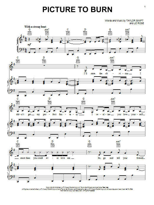 Download Taylor Swift Picture To Burn Sheet Music
