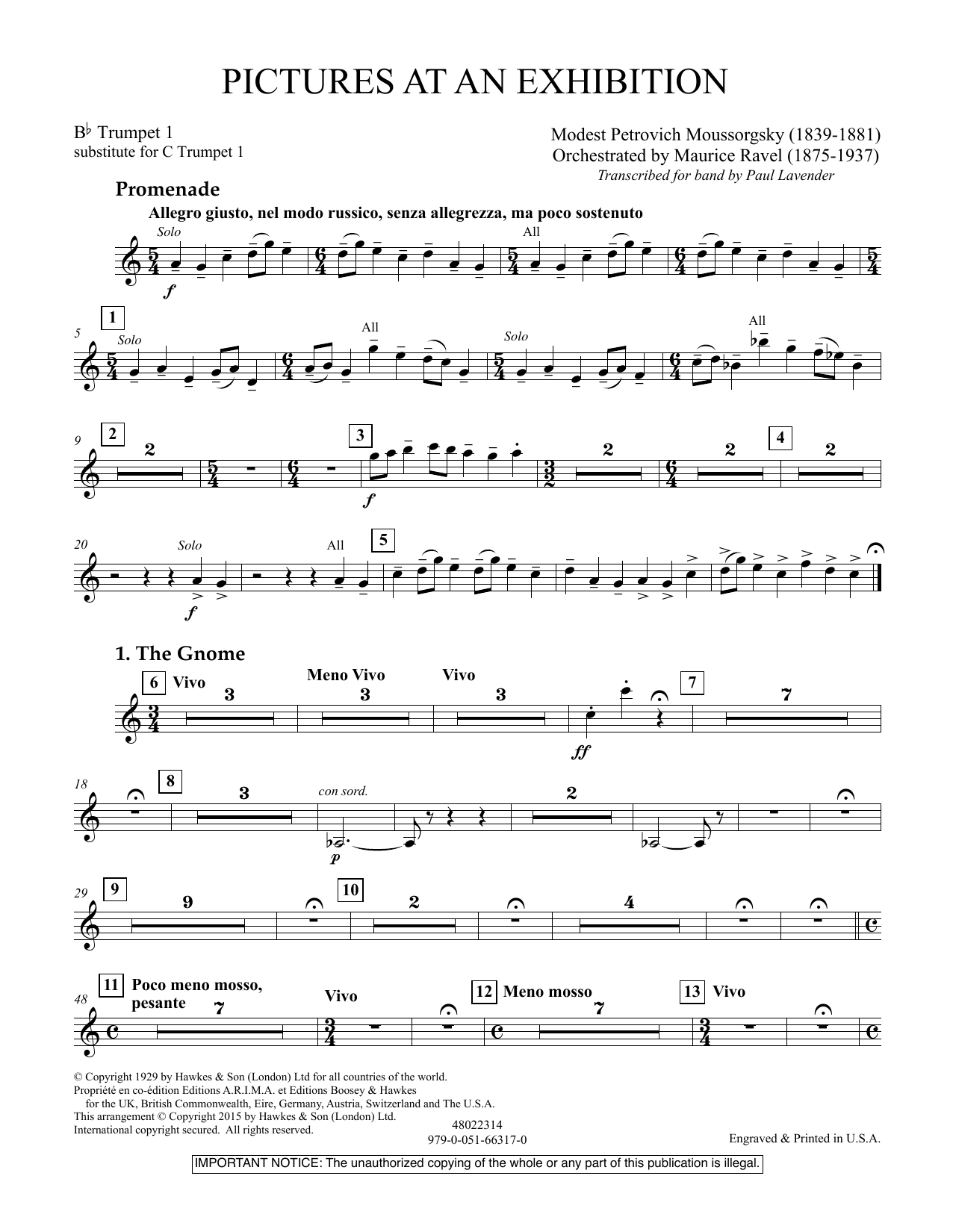 Download Paul Lavender Pictures at an Exhibition - Bb Trumpet Sheet Music