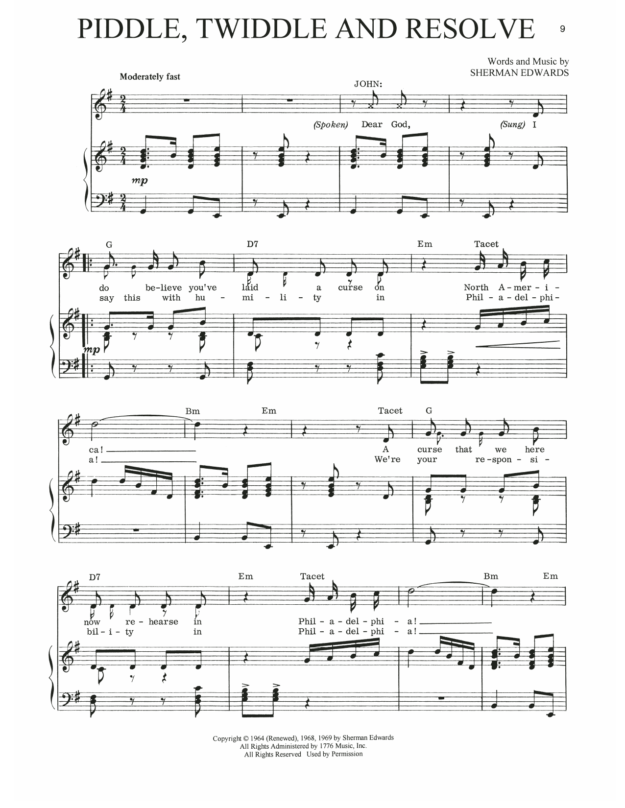 Download Sherman Edwards Piddle, Twiddle And Resolve (from 1776) Sheet Music