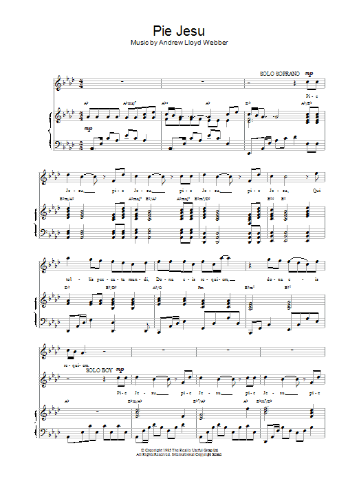 Download Andrew Lloyd Webber Pie Jesu (from Requiem) Sheet Music
