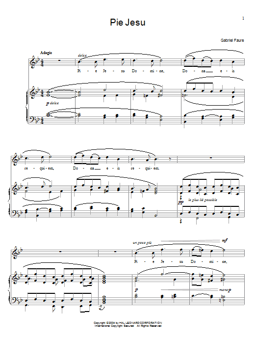 Gabriel Faure Pie Jesu sheet music notes printable PDF score