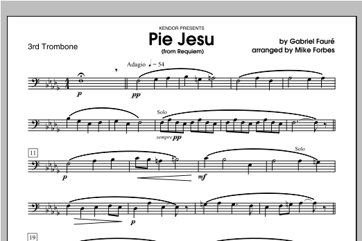 Download Forbes Pie Jesu (from Requiem) - Trombone 3 Sheet Music