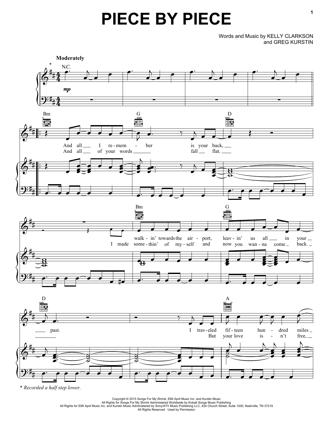 Download Kelly Clarkson Piece By Piece Sheet Music