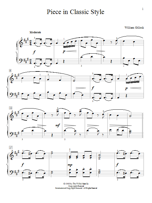 Download William Gillock Piece In Classic Style Sheet Music