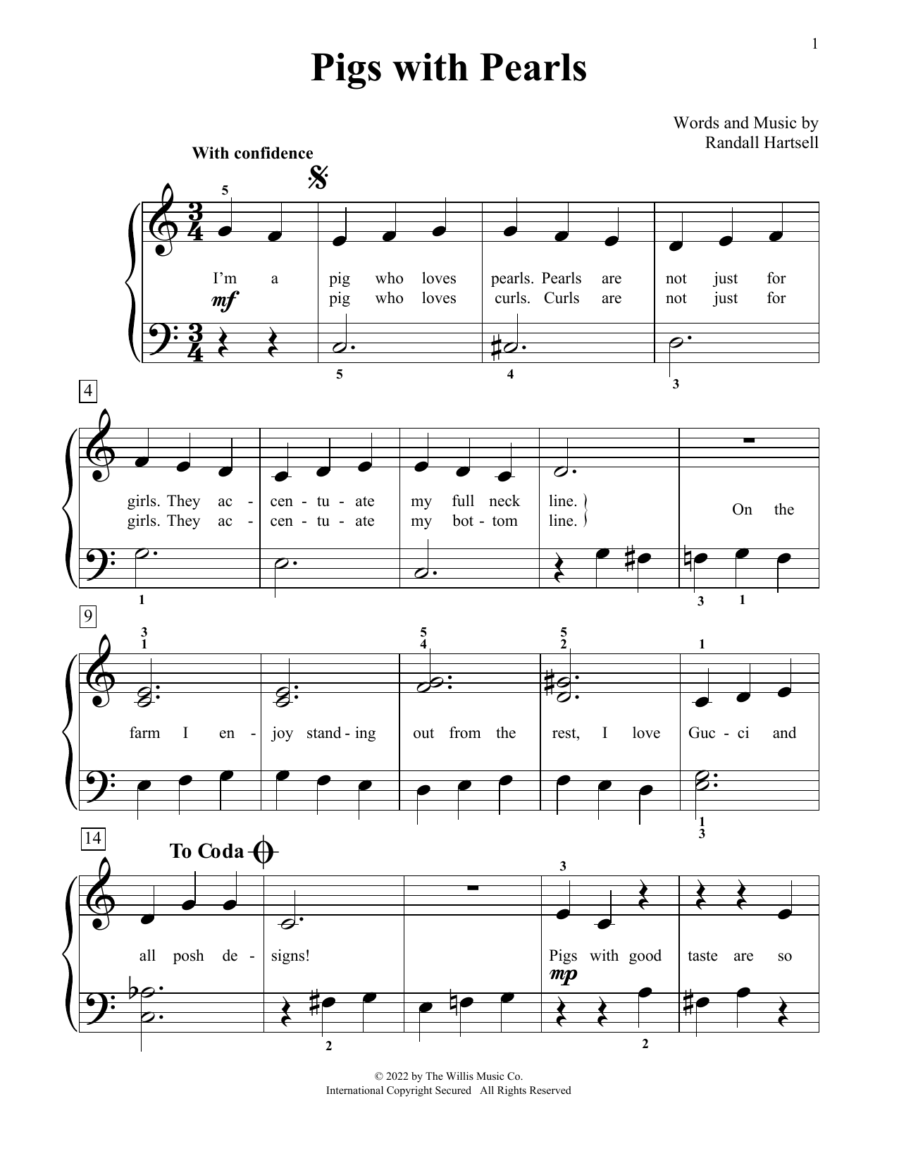 Download Randall Hartsell Pigs With Pearls Sheet Music