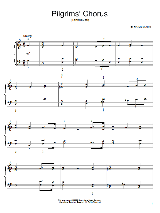 Richard Wagner Pilgrims' Chorus sheet music notes printable PDF score