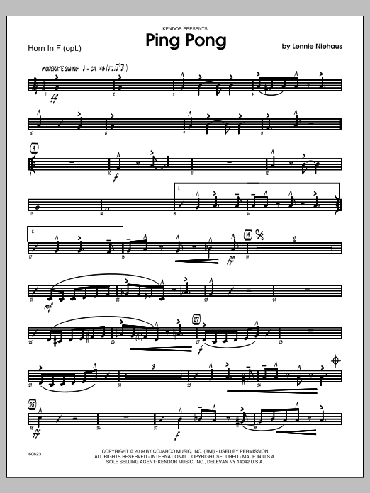 Download Niehaus Ping Pong - Horn in F Sheet Music