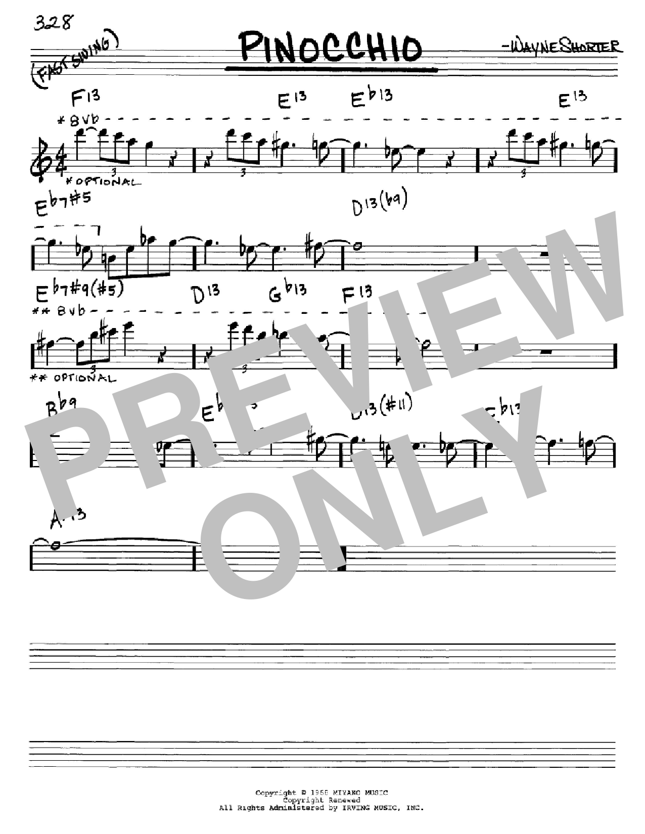 Download Wayne Shorter Pinocchio Sheet Music