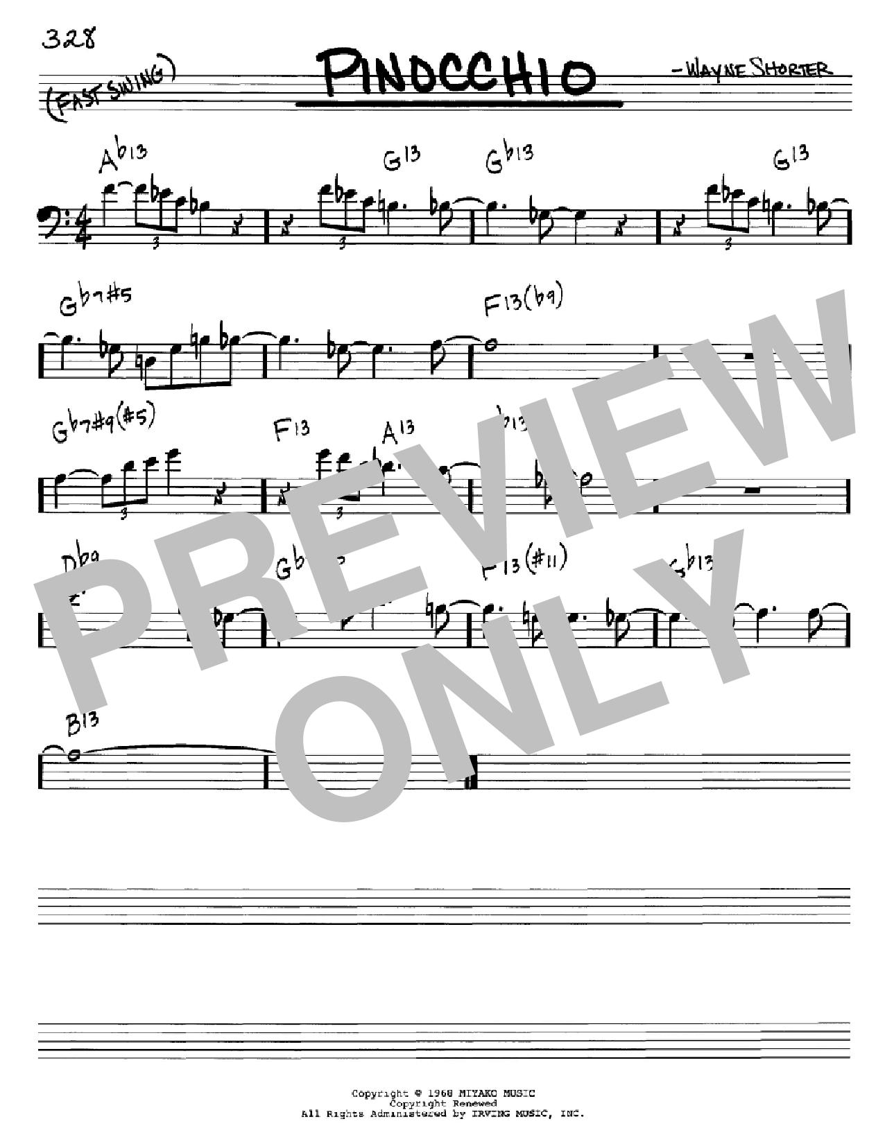 Download Wayne Shorter Pinocchio Sheet Music