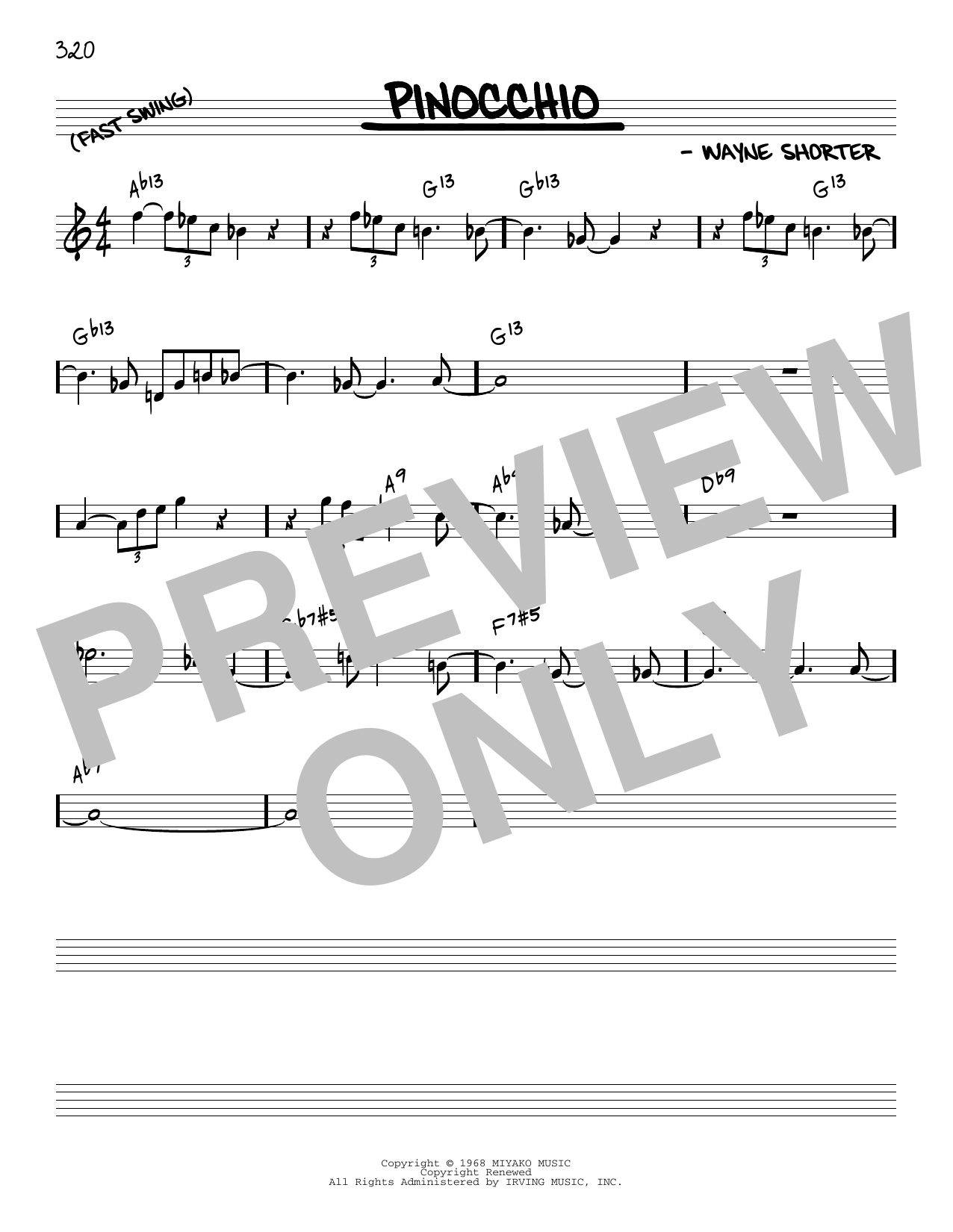 Download Wayne Shorter Pinocchio [Reharmonized version] (arr. Sheet Music