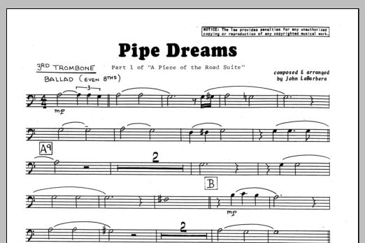Download John LaBarbara Pipe Dreams - 3rd Trombone Sheet Music