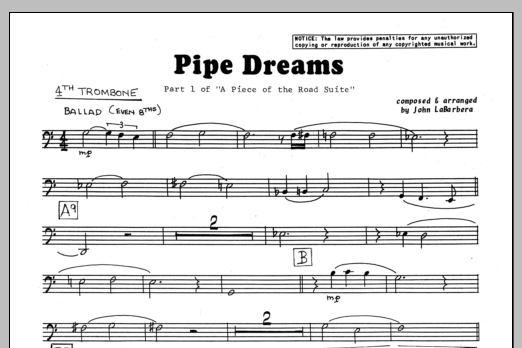 Download John LaBarbara Pipe Dreams - 4th Trombone Sheet Music