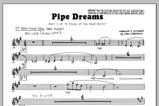 Download John LaBarbara Pipe Dreams - Eb Baritone Sax Sheet Music