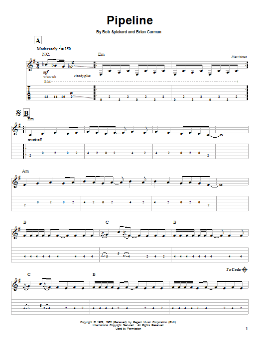 Download The Chantays Pipeline Sheet Music