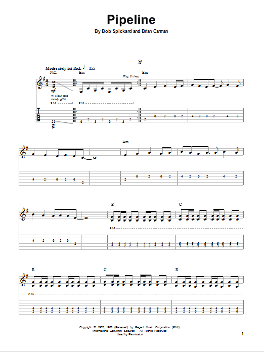 Download The Ventures Pipeline Sheet Music