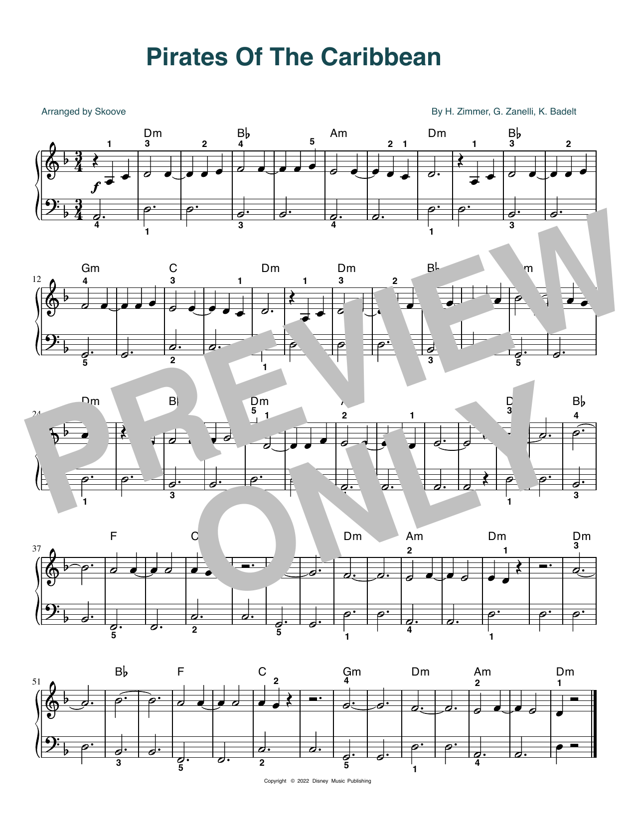 Download Hans Zimmer Pirates Of The Caribbean (arr. Skoove) Sheet Music