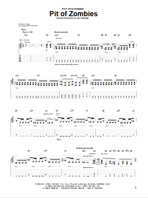Download Cannibal Corpse Pit Of Zombies Sheet Music