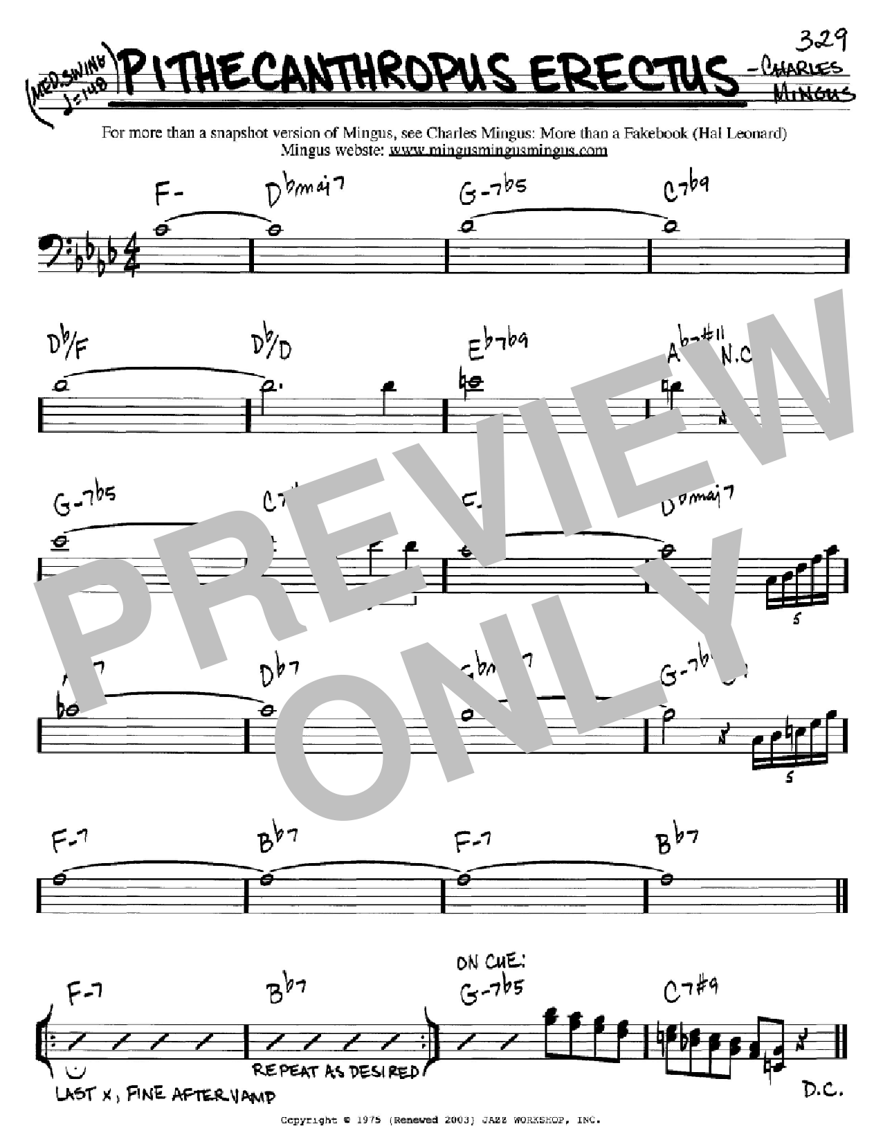 Download Charles Mingus Pithecanthropus Erectus Sheet Music